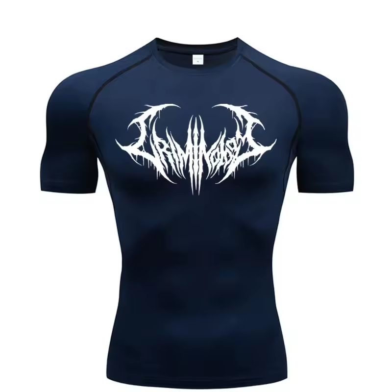 Camiseta De Compressão apertada treino gotica simbolo dark Manga Curta Academia Treino Esportiva Masculino