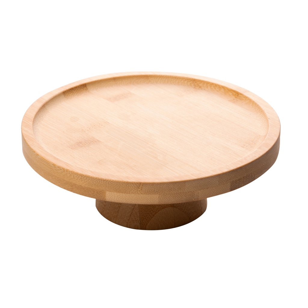Prato para Bolo Lyor com Pé de Bambu Natural 20cm para Servir Doces Sobremesas Mesa Posta e Decoração Qualidade Casa Uso · foto 2