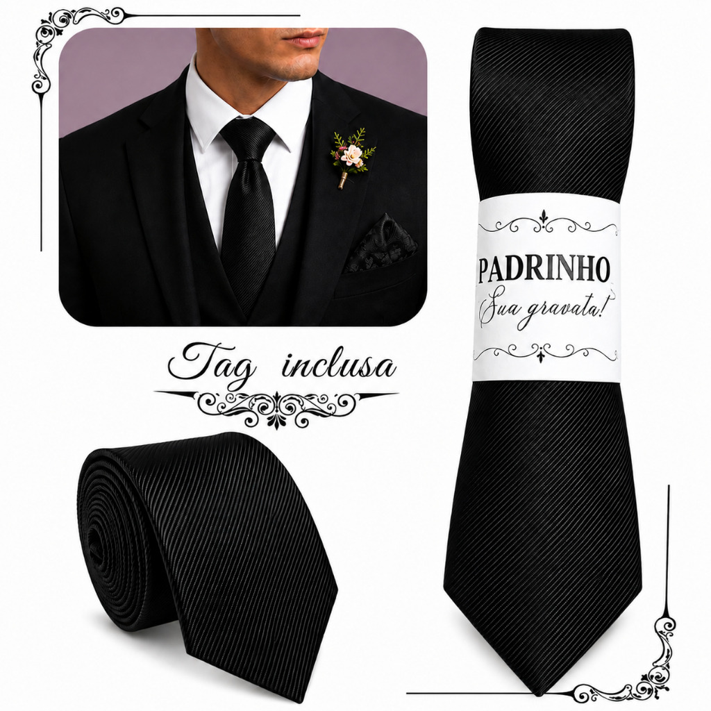 Gravatas preta para Padrinhos Casamento ( 1 a 4 )