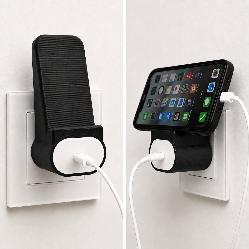 Suporte para Celular de Tomada Porta Smartphone Iphone Carregamento Parede Organizador para Carregador