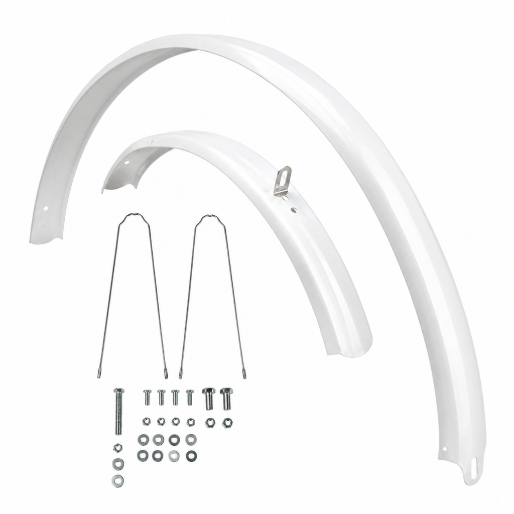 Paralama Bicicleta Aro 26 BRANCO Par Completo c Hastes Parafusos Bike Monark Caloi Poti