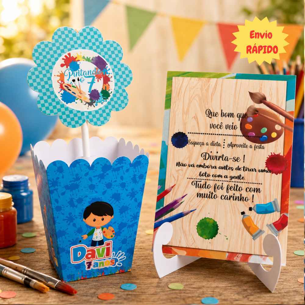 10 Centros de Mesa Pintando o 7/Cachepô (Desmontado)Cachepô/Festa/Aniversário Infantil/Lembrancinha/Personalizado c/Nome