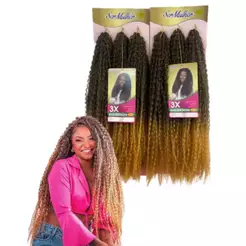 Kit Com Dois Cabelos Orgânicos Alessia Ser Mulher 65cm Adere Creme Fácil de cuidar