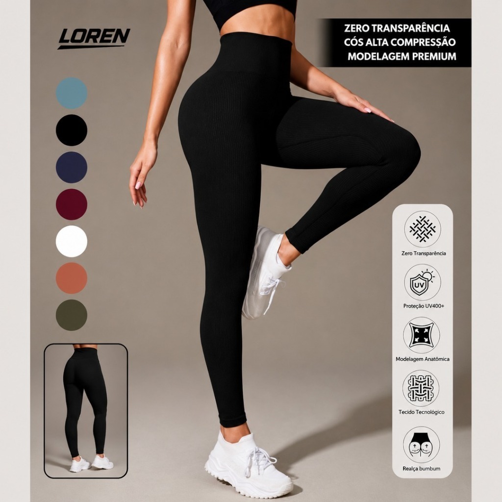 Calça Legging Fitness Zero Transparência Academia Feminina Cintura Alta Elástica