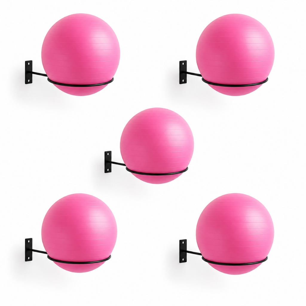 Kit 05 Suporte Bola Pilates Suiça Yoga + Parafuso e Buchas Reforçado
