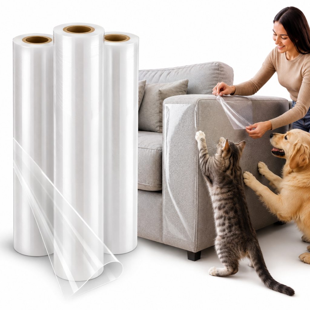Kit 3 Protetor De Sofá Móveis Adesivo Gatos Pets Anti-arranhão Arranhador Transparente 30X300cm