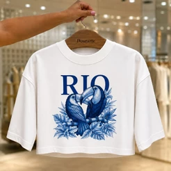 CROPPED Blusa Estampada Oversized Algodão 100% Confortável Natureza Moda - Envio Rápido
