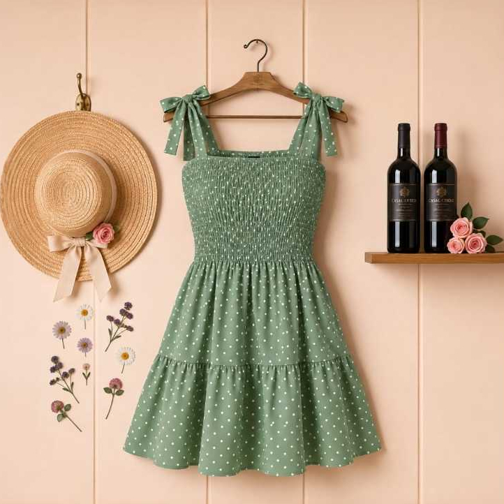 Vestido Curto feminina Alça Laço Elástico Tecido Crepinho Não Amassa Verão tamanho m g
