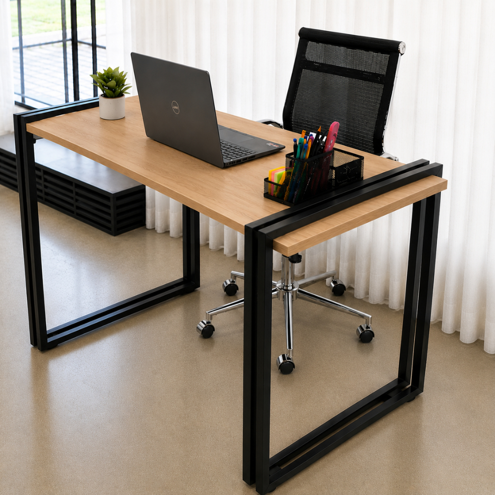 Mesa Executiva Design Industrial, Estrutura Reforçada Espaço para Computador, Estudo ou Trabalho-103