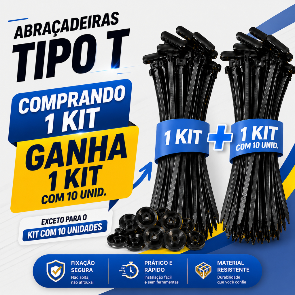 Abraçadeira Universal Presilha/Fixador p/ Para-choque>Para-lama Carro e Moto Kit 10/20/50/100/200unid.