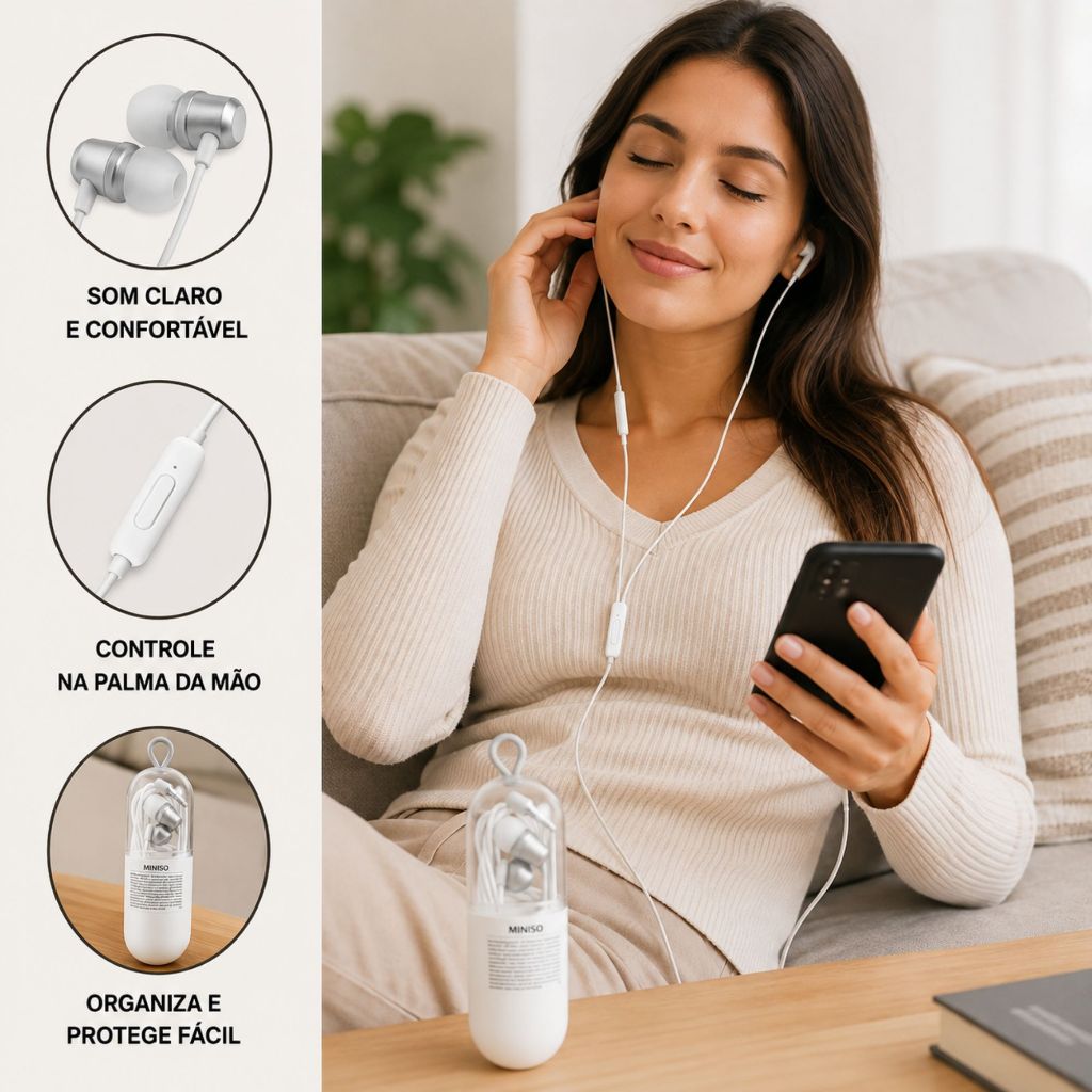 Fone Bluetooth Música Chamadas Celular Orelha Aparelho Atender Ligação Som Barulho