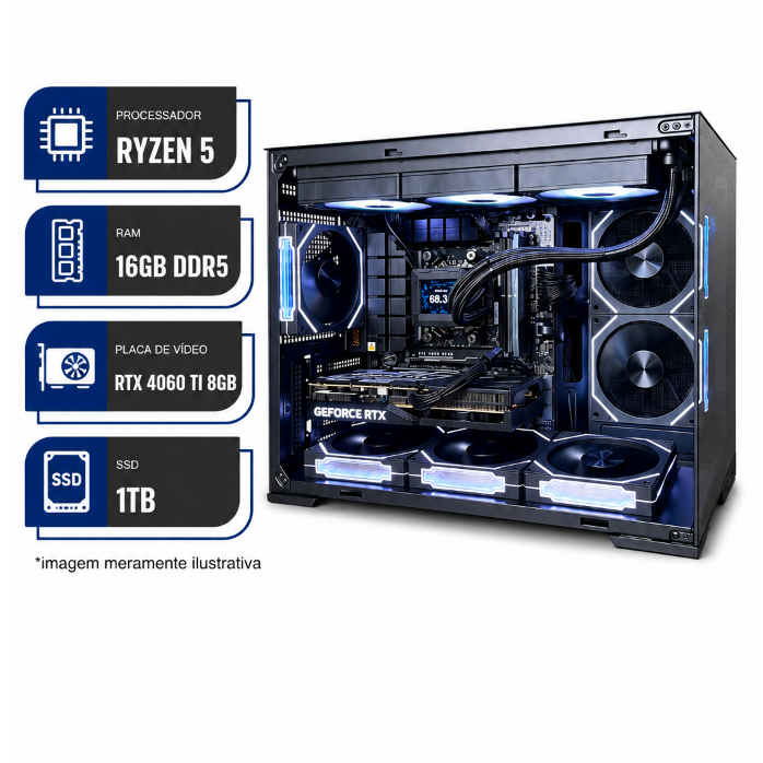 PC Gamer-Ryzen 5 7600X,RTX 4060 TI 8GB,B650M-E ASUS,16GB RAM DDR5,SSD NVME 1TB,8