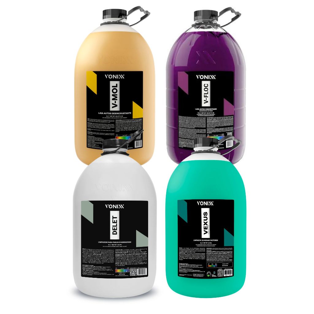 Kit Lavagem Automotiva Profissional - V-Mol V-Floc Delet e Vexus 5L
