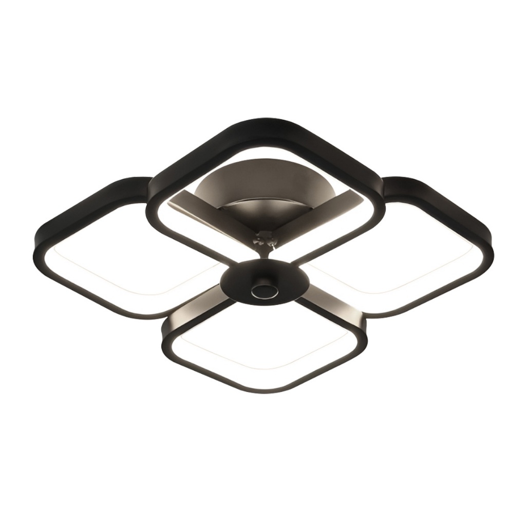 Plafon LED Moderno Lustre Luminária Sobrepor Teto Quarto Sala Preto Bivolt 28W Elegante