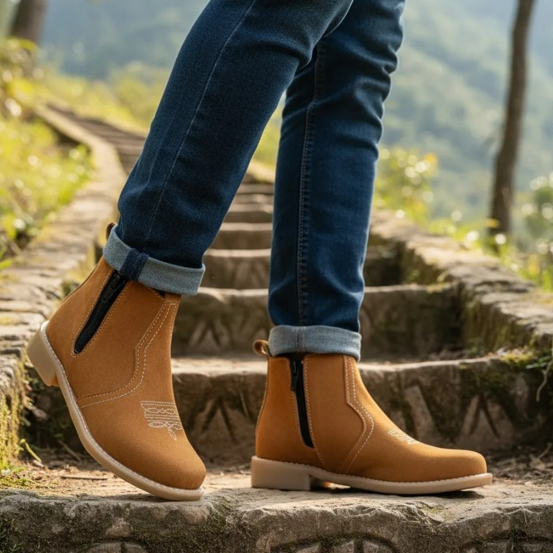 Bota Botina Infantil Masculina e Feminina Jeca Jequinha Country Couro Legitimo Bordada Ziper Lançamento Menino Menina