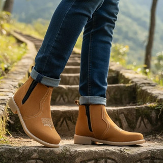 Bota Botina Infantil Masculina e Feminina Jeca Jequinha Country Couro Legitimo Bordada Ziper Lançamento Menino Menina