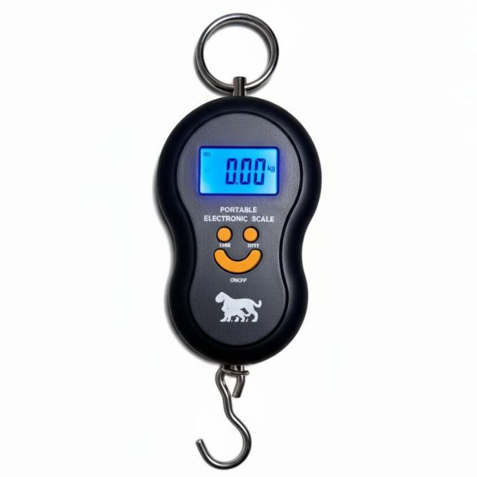Imagem Balança Digital Portátil de Gancho 50kg Visor LCD Função Tara para Pesar Mala de Viagem Bagagem Compacta