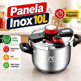 Panela de Pressão Aço Inox 304 6L 7L 10L 100kPa para Indução e Gás