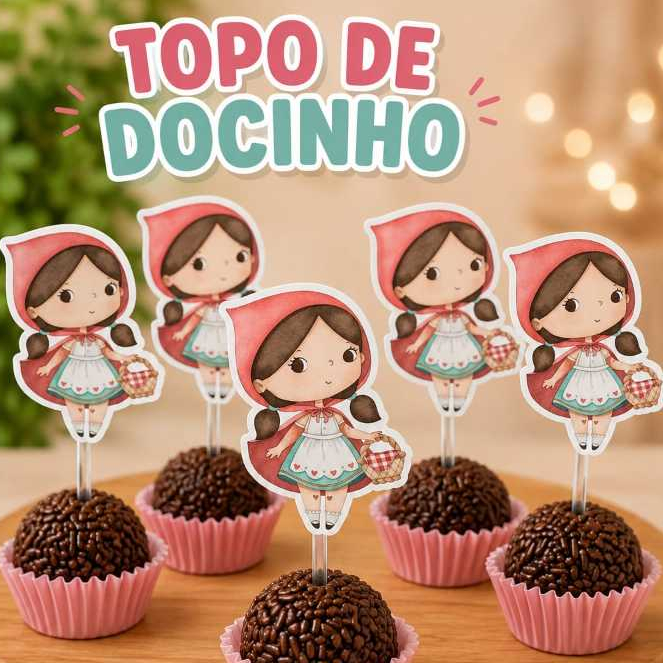 50 TOPPERS TAGS PARA DOCINHOS CHAPEUZINHO VERMELHO