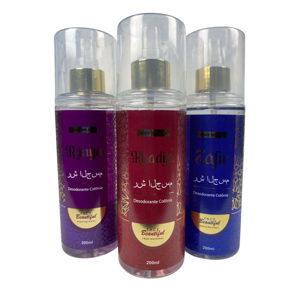 Imagem Body Splashes Kit Khadija Zafu e Ranya 3 Unid de200mL Face Beautiful