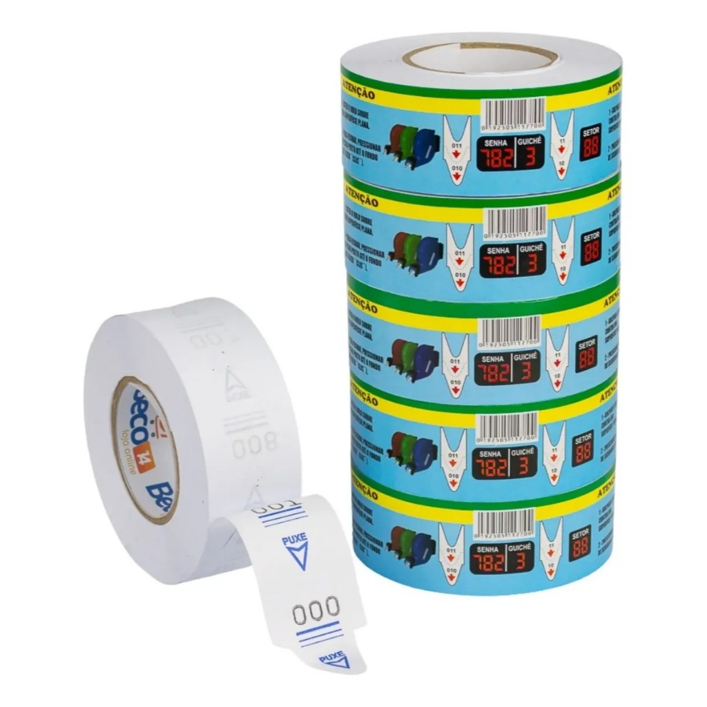 Rolo/Bobina De Senha Atendimento Numerada 3 Dígitos Com 2000 Senhas Azul