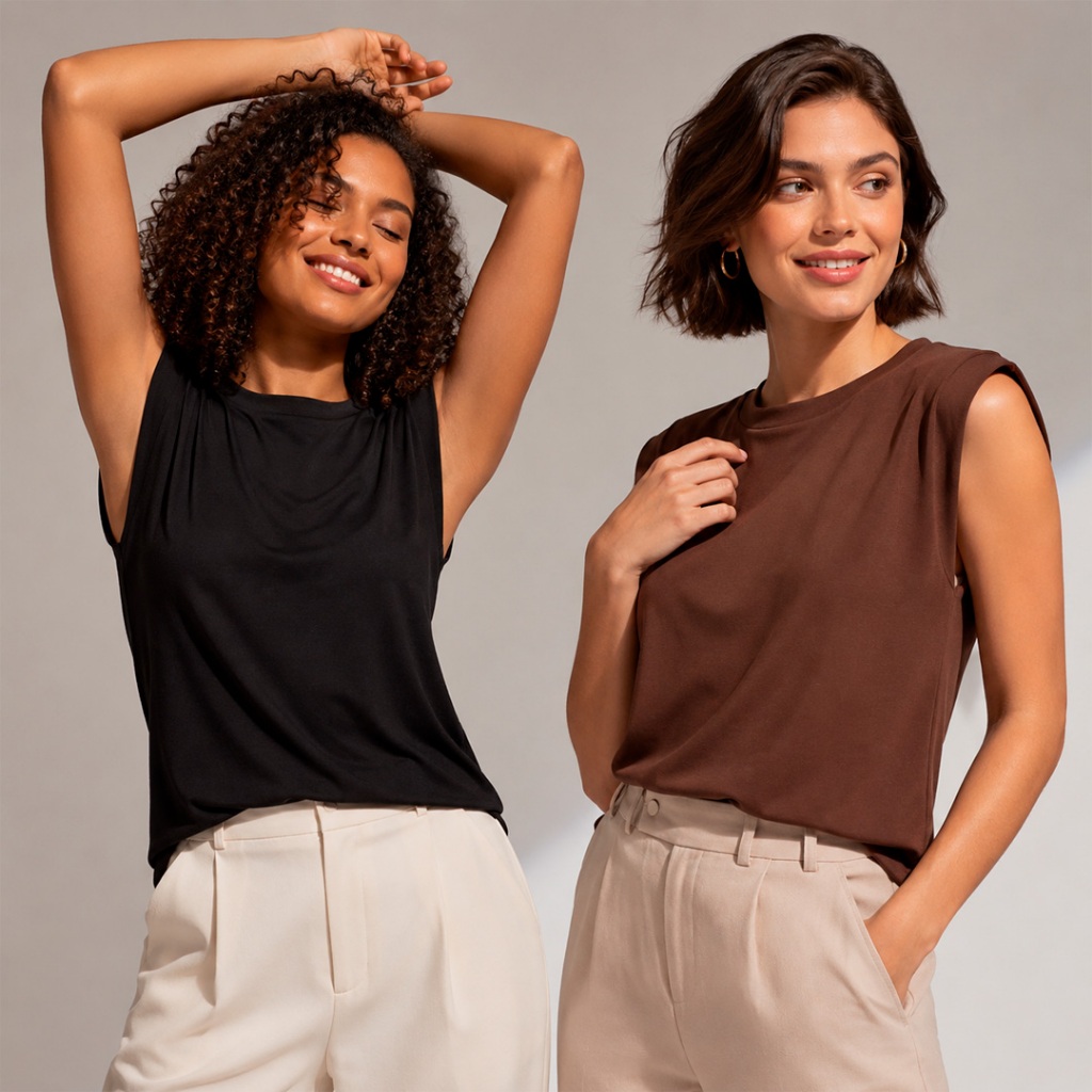 Blusa Regatas Feminino Básica Muscle Tee Viscolycra Femininas T-Shirt Poliéster com Elastano Básica