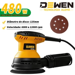 Lixadeira Eletrica Profissional 480w DeWEN Para Madeira Gesso Parede127/220V Lixadeira Orbital Roto