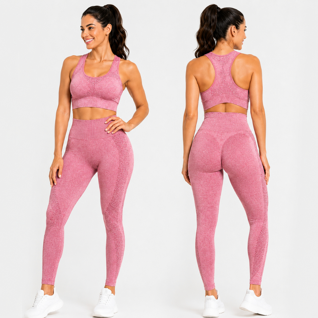 Conjunto Academia Top e Legging Levanta Bumbum Conjunto Fitness Feminino Top + Legging Cintura Alta Sem Costura Academia