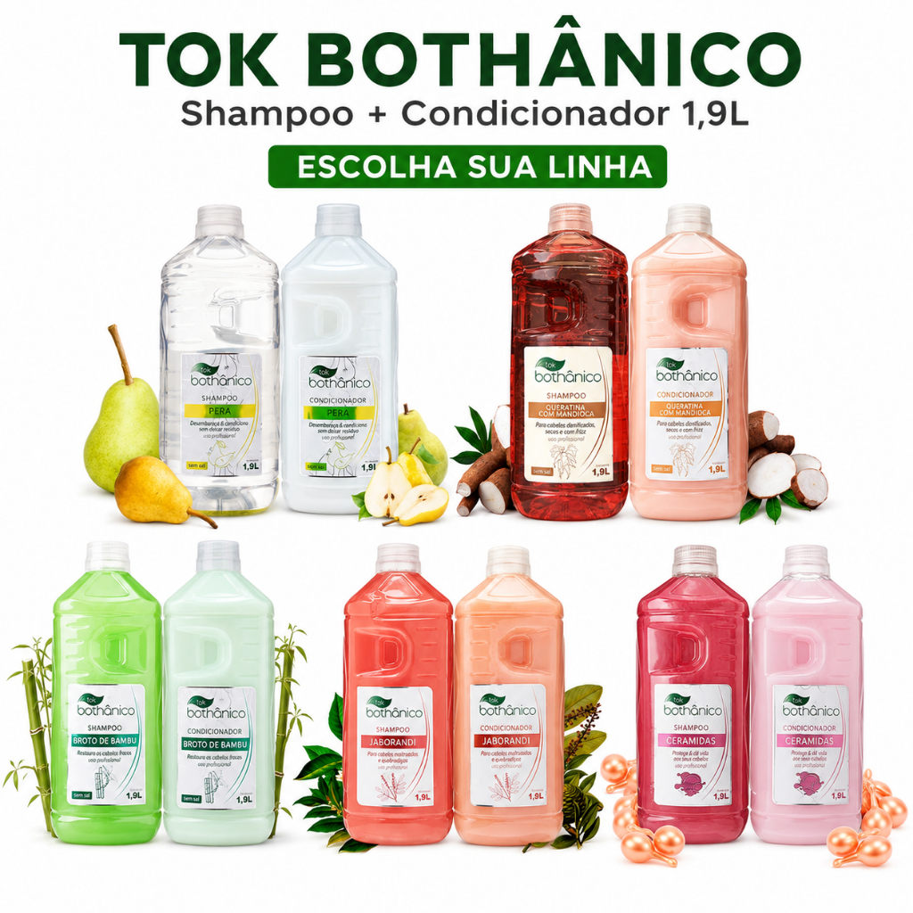 Shampoo e Condicionador Tok Bothanico 1,9L Cada Escolha seu Kit Profissional