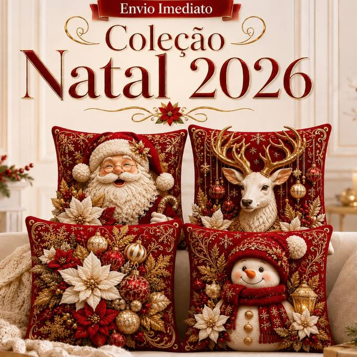 Kit Capa de Almofadas Decorativas 45x45 Estampas Natalinas estampa premium 2026