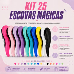 Kit 25 Escovas Mágicas pra Cabelo - Anti Frizz - Para desembaraçar Cabelo