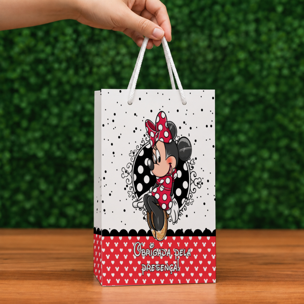 Sacolinha Personalizada Minnie vermelha Mesversario Batizado Lembrancinha Monte Você Mesmo