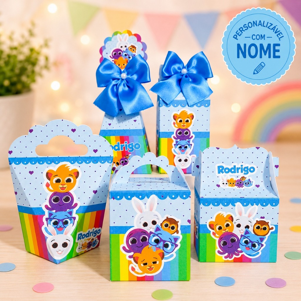 Kit Festa BoloFofos Azul Menino Personalizados Caixinhas Lembrancinhas Festa Infantil Aniversário Mimo