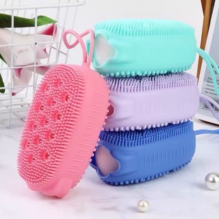 Esponja Bucha De Silicone Com Porta Sabão Escova Para Banho Escova De Banho e Lavagem Do Dupla Face De Silicone