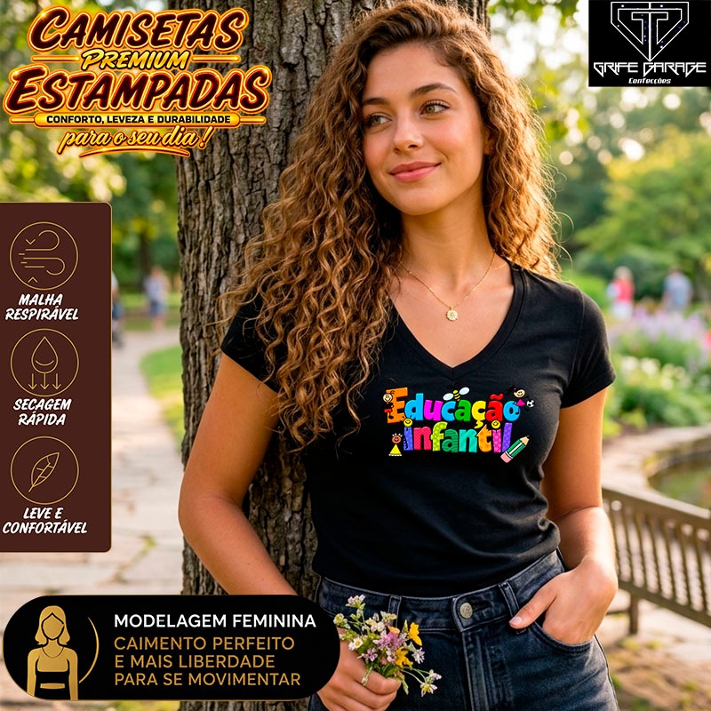 Camiseta Feminina Educação Infantil Educação Especial Professora T-shirt