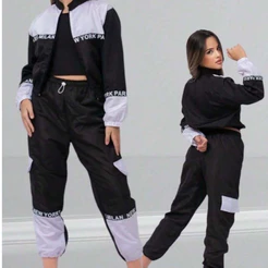 Conjunto corta vento infantil juvenil adolescentes menina Jaqueta mais calça Cargo Roupas blogueira Feminina