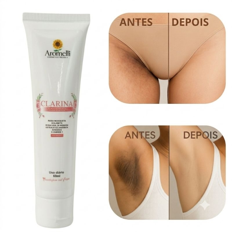 Clareador Axilas E Virilhas Creme Para Clarear Manchas Nas Partes Íntimas Entrecoxas 60ml Vegano