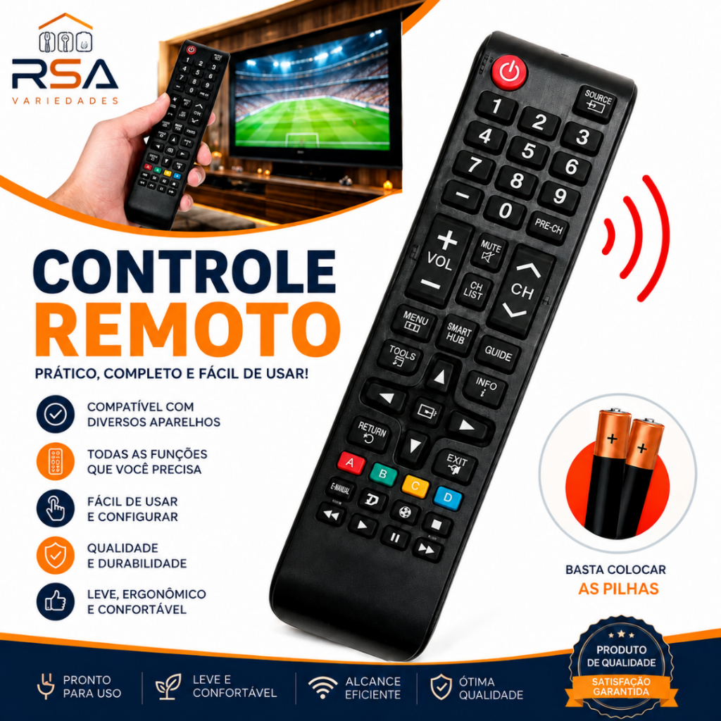 Controle Remoto para TV Samsung Smart LED LCD Compatível com Smart TV Samsung Universal Sansung