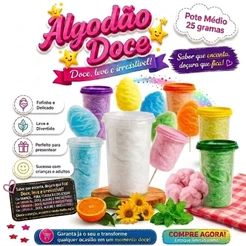 Escolha o Seu, kit com 50 Unidades Copos Algodão doce 25 Gramas Delícia