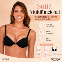 Sutiã Push Up Nayane Multifuncional Com Alças Removíveis Versátil Confortável Feminino