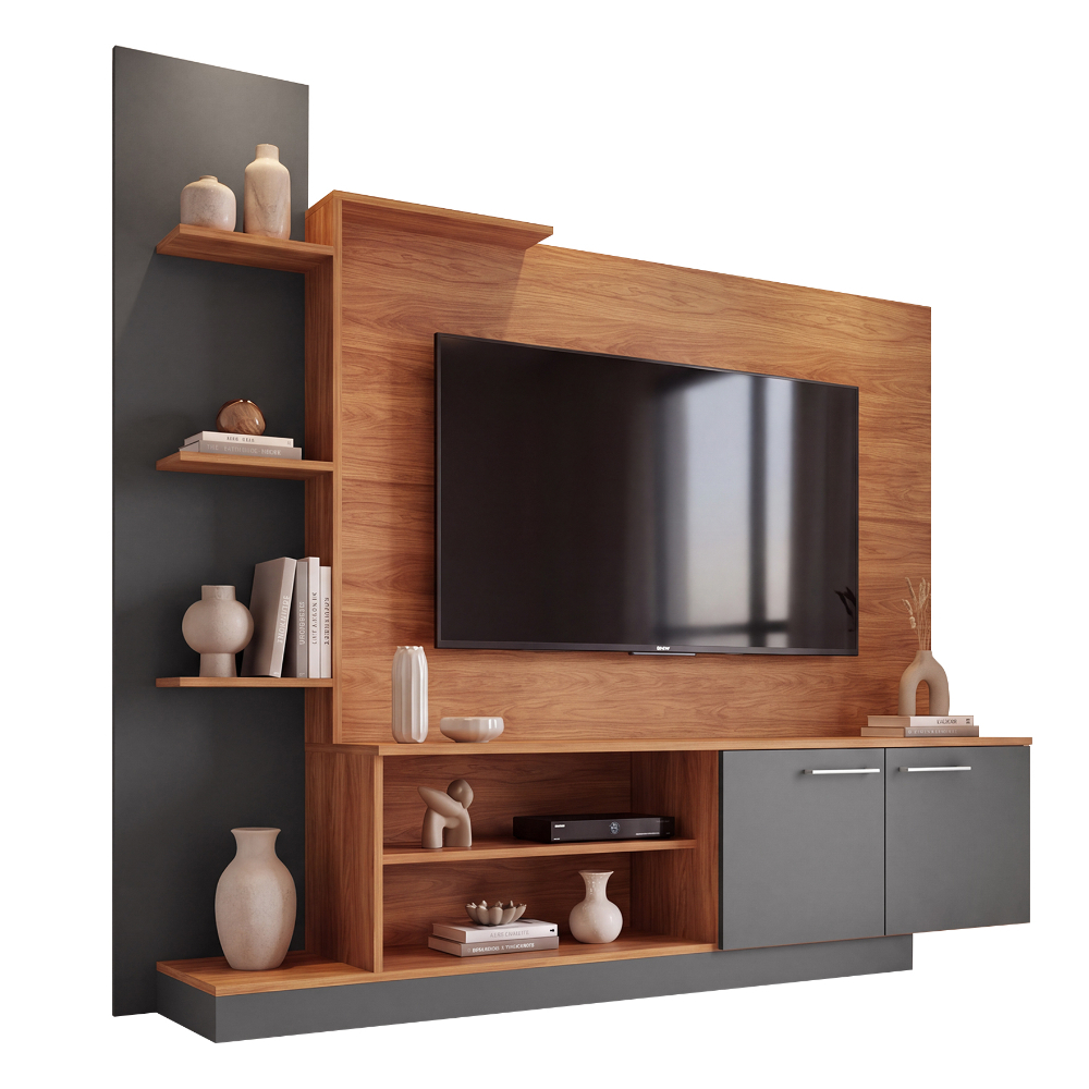 Estante Home Theater Hava 2 Portas 2 Nichos 3 Prateleiras Suporta TV Até 55" Fellicci Móveis