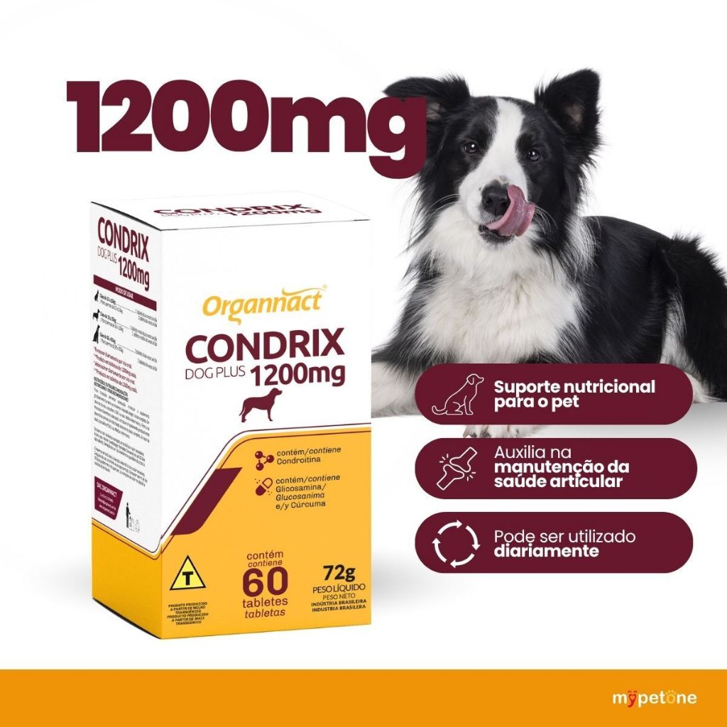 Condrix Dog Tabs com 60 Tabletes 1200 Mg Organnact - 72 g
