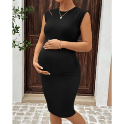 Vestido Midi Gestante Regata Elegante Maternidade Social Gravidez Verao Casual Leve Sofisticado