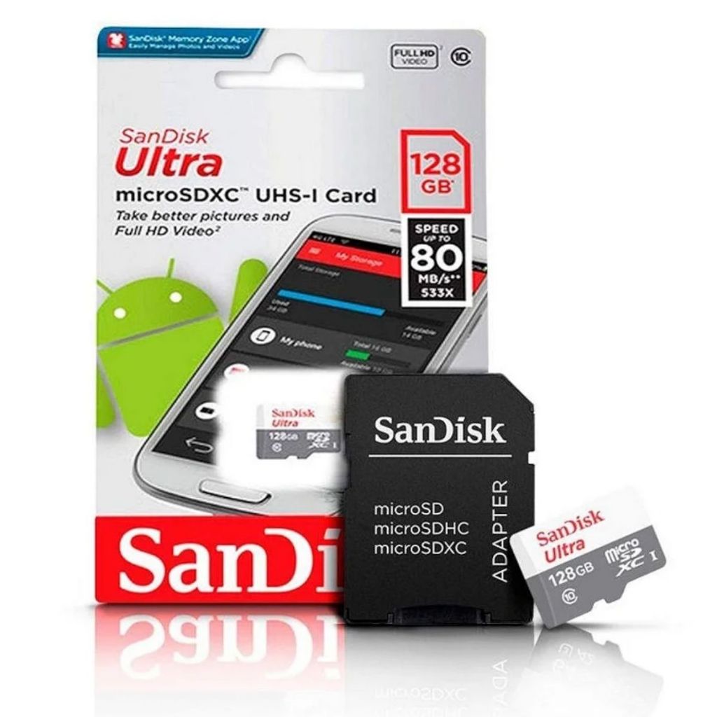 Cartão de Memória Micro SD Sandisk 128GB Classe 10 Ultra com Adaptador