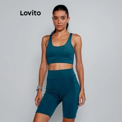 Lovito Vita Kit Top Esportivo Feminino + Bermuda Esportiva Feminina com Bolso SBB1255BRL1285