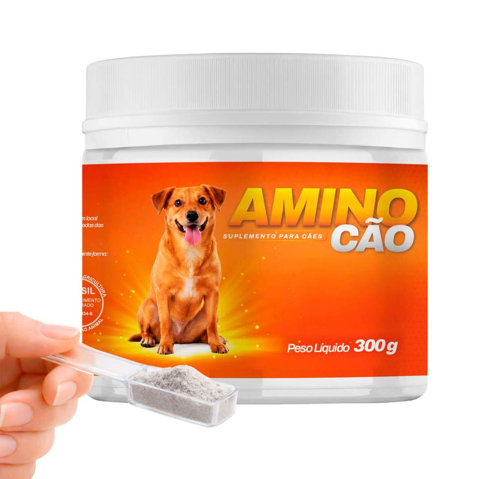 Suplemento Aminocão 300g Suplemento para Cães com Vitaminas, Minerais, Aminoácidos e Probióticos