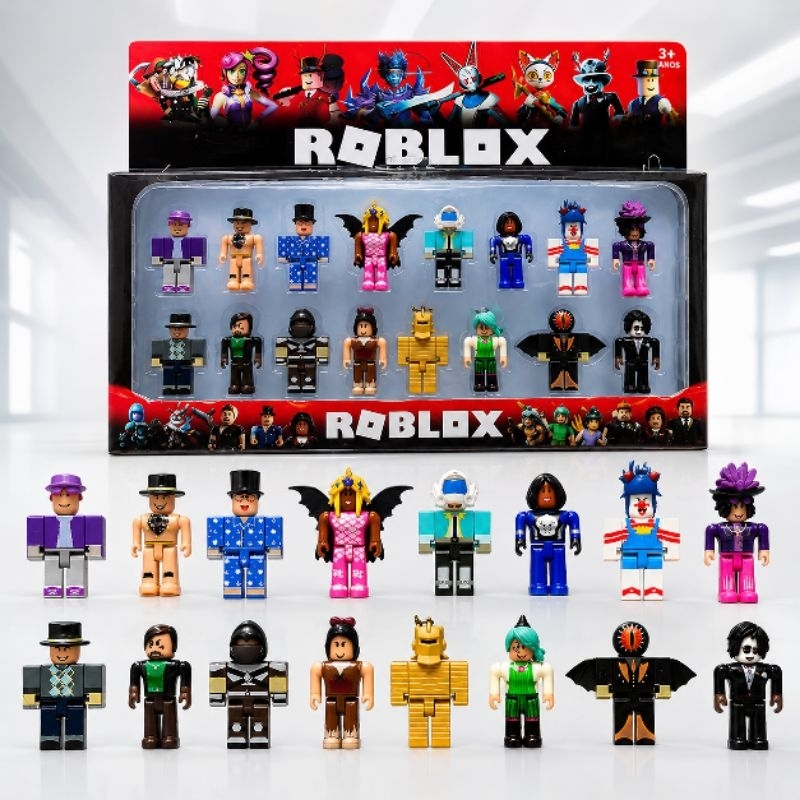 Kit Roblox 16 Bonecos Articulados Lego 8 cm Kit completo Linha premium Lançamento