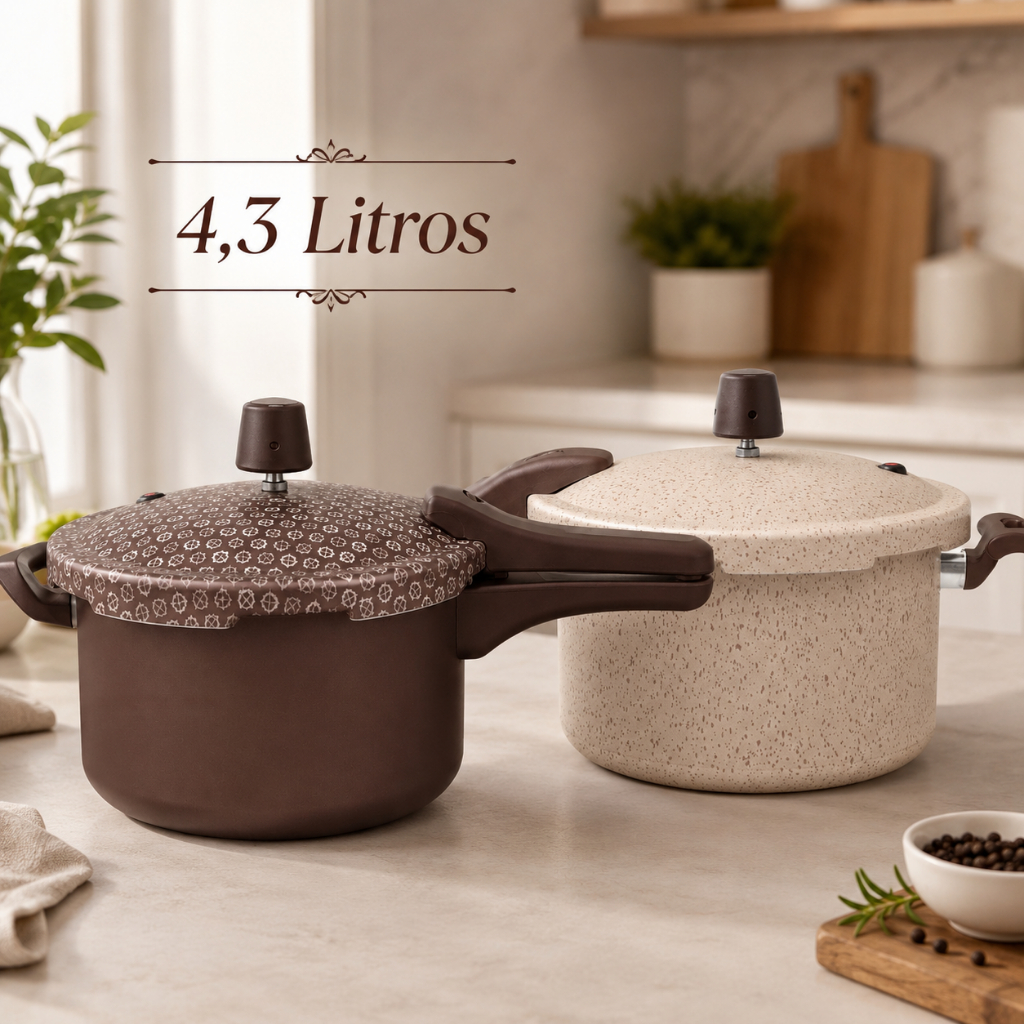 AB Midia Panela de Pressão 4,3 Litros Fechamento Externo Antiaderente Cores Luxo