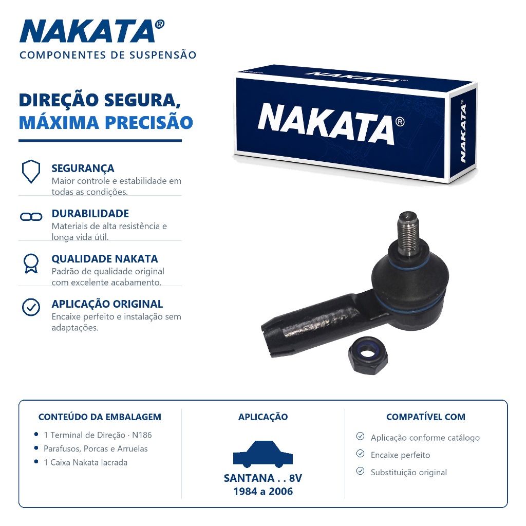 Terminal Direção Santana 1.8 2.0 8V 1984 Até 2006 Original Nakata