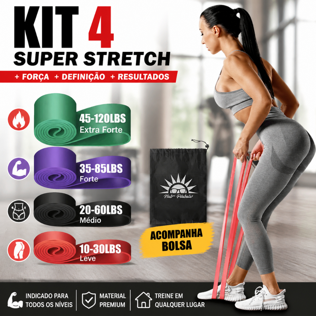 Kit 4 Elástico Super Band Borracha Crossfit Extra Forte.